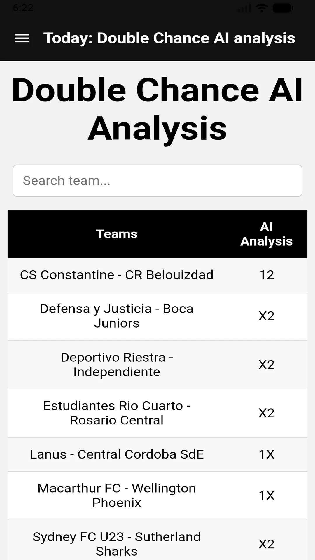 Correct Score Tips AI Analysis screenshot